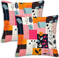 Throw Pillow Covers 18x18 Set of 2, Modern Flowers Cushion Covers, Decorative Square Pillowcases for Couch, Bedroom, Living Room