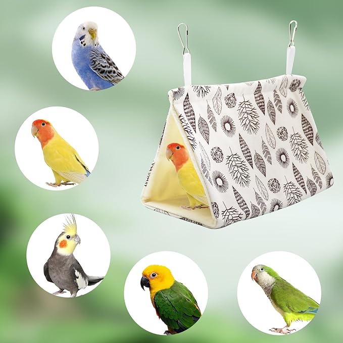 2 Pack Hanging Winter Warm Bird Nest House, Comfortable Bird Bed for Cage, Hanging Hammock for Budgies, Cockatiels, Lovebirds, Conures, Quakers, Small to Medium Birds
