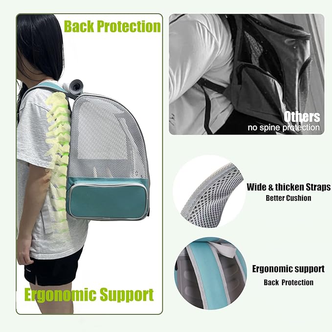 Bird Backpack Carrier Cage for Small to Medium Size, Portable Bird Travel Carrier with Standing Perches and Metal Tray, Vented Carry Transport Bag for Parakeet, Budgie, Conure, Cockatiel, Parrot