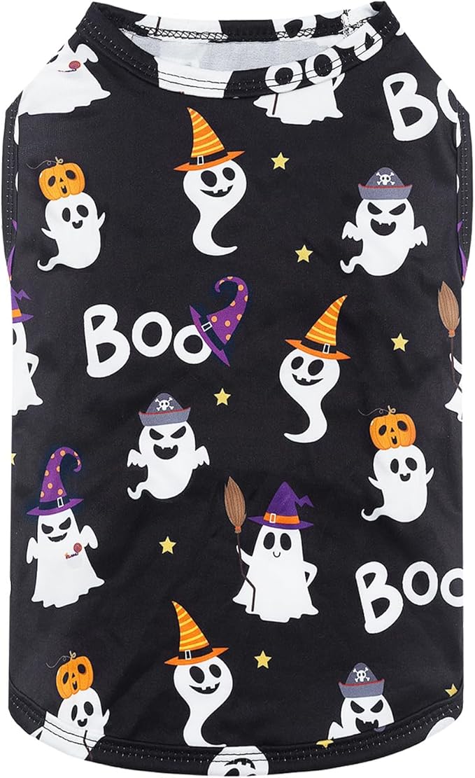 CuteBone Halloween Dog Shirts 2-Pack Soft Pet Clothes Breathable Summer Vest for Small Puppy and Stretchy Cat Apparel 2BX22XL