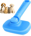 Hertzko Self Cleaning Slicker Brush for Cats & Dogs – Grooming Tool for Shedding Long & Short Hair – Retractable Bristles Pet Brush – Easy-Clean Cat & Dog Deshedding – Painless Detangling - Blue