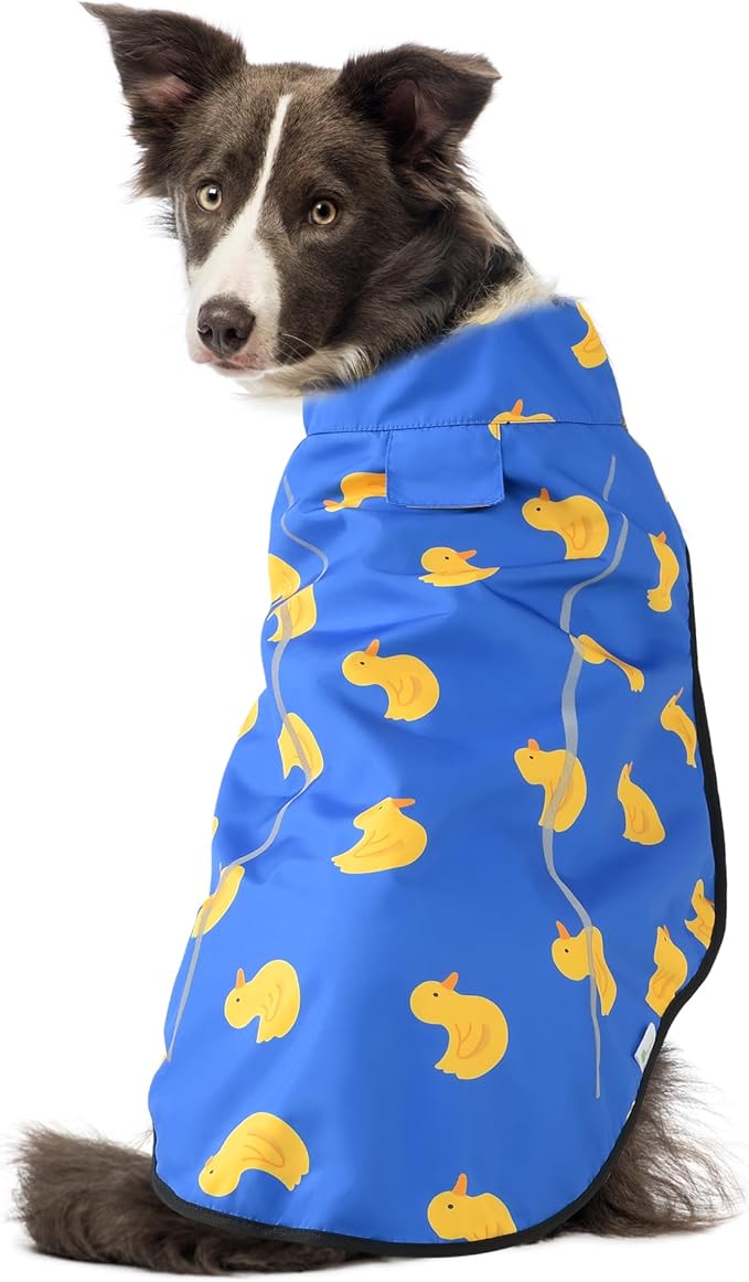 Mile High Life Dog Raincoat, Adjustable Waterproof Reflective Rain Jacket for Small Medium Large Dogs, Lightweight Breathable Pet Rain Coat with Leash Hole(Blue Duck,XXS Chest 16-19")