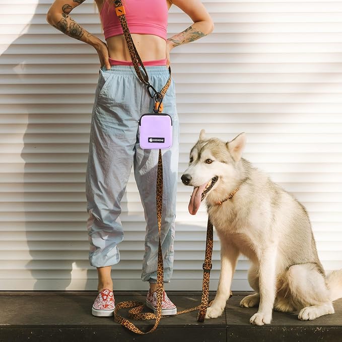 COOWONE Dog Treat Pouch Pocket Sized Pet Puppy Training Pouch for Dog Training Behavior Aids, Waterproof Nylon Fabric Dog Poop Bag Holder, Hands Free Dog Walking Bag with Metal Carabiner (Violet)