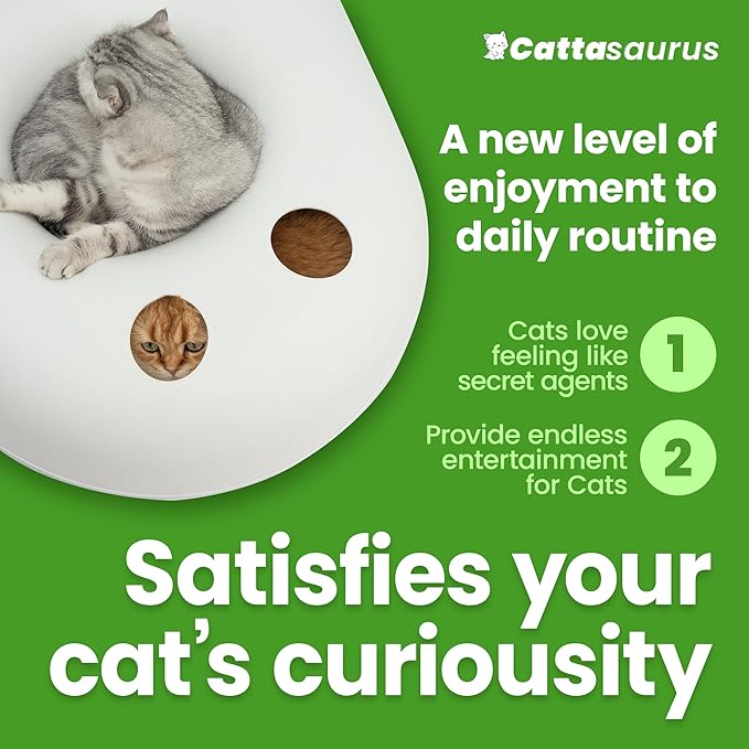 Cattasaurus Unique Gothic Peeka-Boo Cat Cave Duo Jumbo Set, Extra Spacious for Multiple & Large Cats 15+ lbs, Scratch Detachable Cat Beds for Indoor Cats, Washable Tunnel Bed