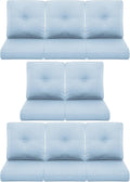 8-Piece Outdoor Patio Cushion Set - Fade & Water Resistant with Removable Olefin Cover, 22x24x4 Inch Memory Foam Cushions for Wicker Sectional Sofa – Baby Blue/Buckle