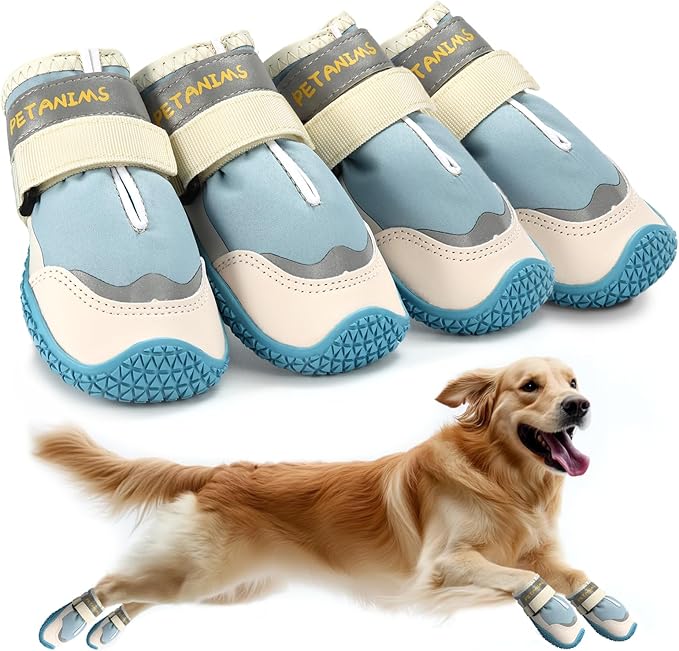 Dog Shoes for Small Dogs, Medium Dog Boots & Paw Protectors for Winter Snow, Waterproof Dog Booties for Hot Pavement, Hardwood Floors, for Rainy Blue Size 1