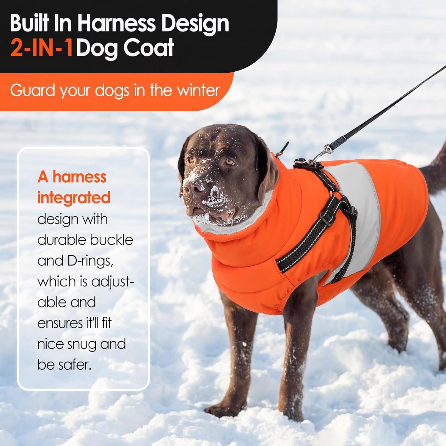 AOFITEE Small Dog Coat, Dog Winter Coat with Harness Built in, Warm Dogs Jacket with Zipper & Polar Fleece Collar, Waterproof Pet Snow Jacket Snowsuit for Schnauzer, Chihuahua Yorkshire, S