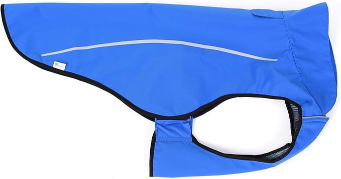 Mile High Life Dog Raincoat, Adjustable Waterproof Reflective Rain Jacket for Small Medium Large Dogs, Lightweight Breathable Pet Rain Coat with Leash Hole(Blue,XXL Chest 36-42")