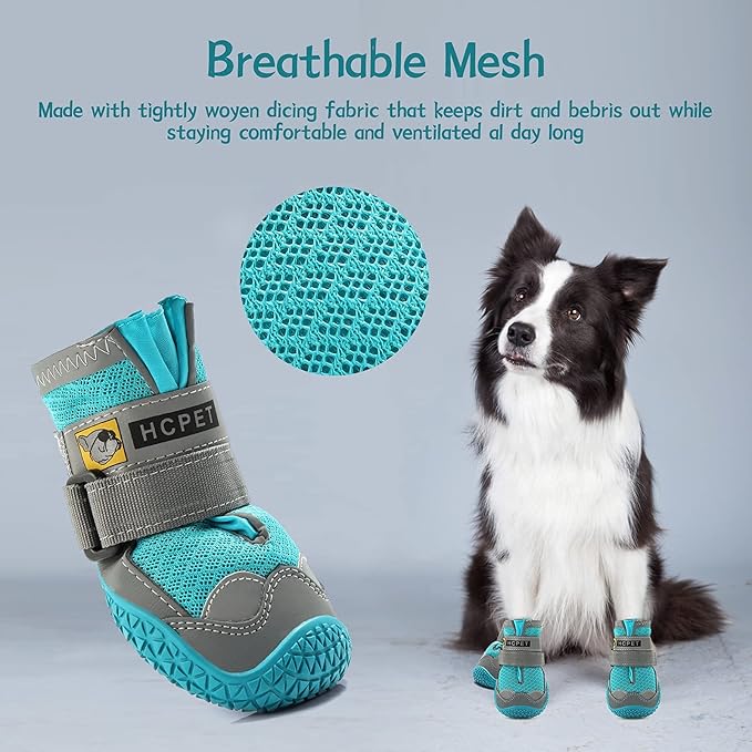Dog Shoes for Large Dogs, Medium Dog Boots & Paw Protectors for Hardwood Floors, Outdoor Dog Booties for Hot Pavement Winter Snow Hiking, Breathable Dog Shoes with Reflective Strips Size 3