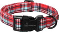 ARING PET Christmas Dog Collar Cute Red Plaid Dog Collar, Adjustable Cotton Christmas Dog Collars Puppy Collar for Small Medium Large Dogs
