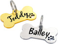 Ultra Joys Dog Tags Personalized for Pets - Hollow Paw Custom Pet ID Tag - Engraved Dog Tag for Small, Large Dogs - Large Bone in Gold