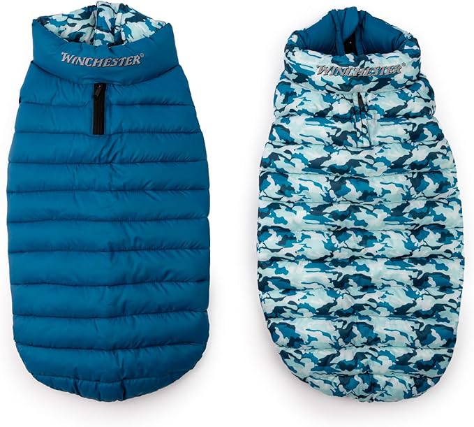 Winchester Pet Premium Reversible Dog Puffer Vest, Blue, Extra Large