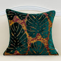Alerfa 18 x 18 Inch Square Leaf Pillow Embroidery Cut Velvet Cushion Case Luxury Modern Lumbar Throw Pillow Cover Decorative Pillow for Couch Sofa Living Room Bedroom Car, Teal Green