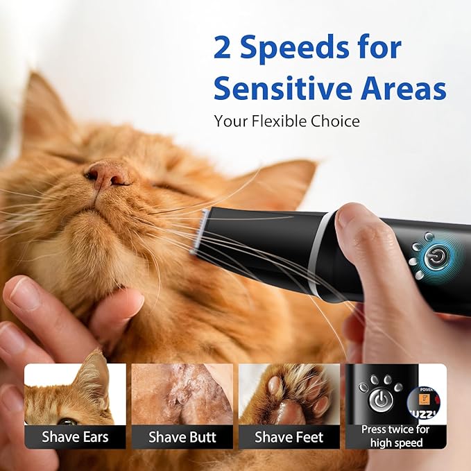 Dog Grooming Kit, Dog Clippers for Grooming for Thick Curly Coats, Professional Pet Hair Shaver Paw Trimmer Cordless Rechargeable Low Noise for Dogs Cats Animals Face Ear