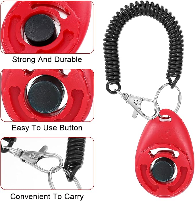 18 Pieces Dog Training Clicker, Pet Behavioral Training Clickers with Wrist Strap for Dogs Cats Puppy Birds Horses(Multicolor)