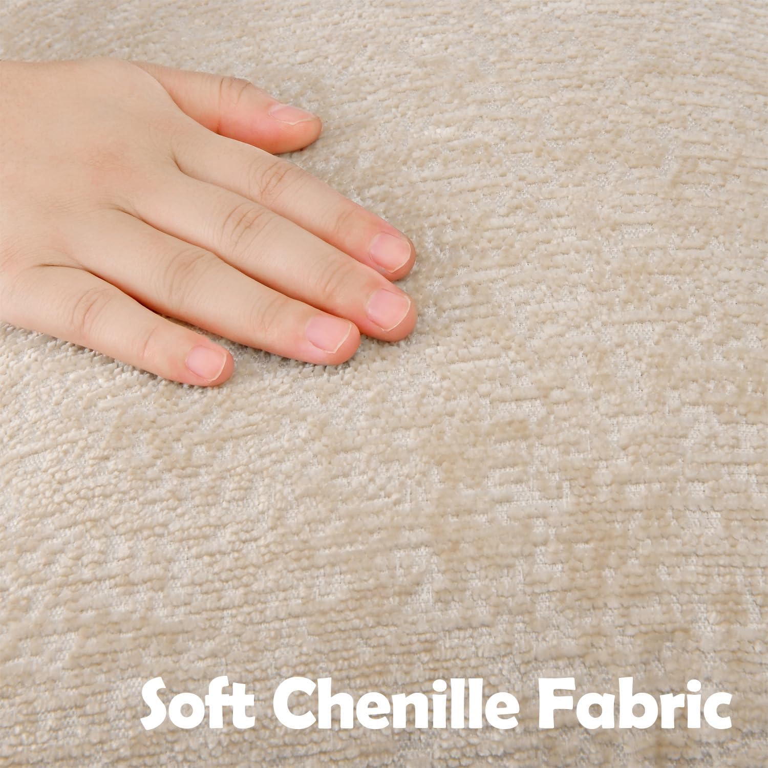 Pack of 2 Beige Decorative Throw Pillow Covers 16x16 Cozy Soft Chenille Accent Vintage Square Couch Pillow Covers for Home Decor Bed Sofa Living Room