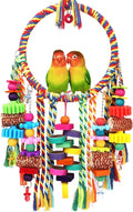 Bird Toys Bird Rope Ring Swing Perch with Corn Cob Cardboard Bagels Wooden Blocks Chewing Toys for Parakeets,Cockatiels,Conure,Lovebirds,Finches and Other Small-Sized Birds