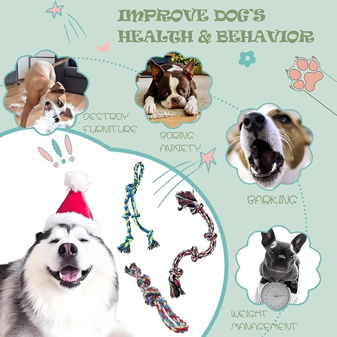 3-Pack Heavy Duty Dog Rope Toy, Tough Chew Toys, Durable Interactive Tug of War &Teeth Cleaning Ropes for Large and Medium Aggressive Chewers (3-Pack, Large)