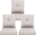 Outdoor Chair Cushions 3 Packs - Outside High Back Thick Water-Resistant Cushion 22x24 with Zipper Cover for Patio Glider Rocking Chairs Loveseat Couch – Beige/Buckle