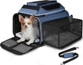 Petskd Top and Side Expandable Pet Carrier 18x13x9.5 Inches Southwest Airline Approved, Soft-Sided Carrier for Small Cats and Dogs with Locking Safety Zippers and Anti-Scratch Mesh(Blue)