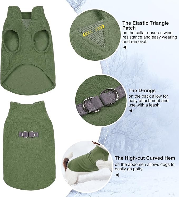 BEAUTYZOO Dog Fleece Vest Sweater Winter Jacket for Small and Medium Dogs with D-Ring Leash Cold Weather Coat Hoodie for XS S M Dogs Boy or Girls