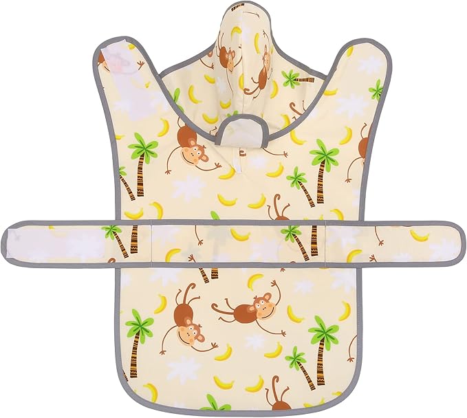 Dog Raincoat for Small Dogs Puppies Waterproof Hooded Rain Jacket with Reflective Strips Leash Hole & Poncho Adjustable Fit (Monkey,S)