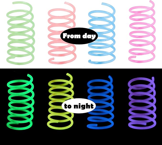 Fashion's Talk 12PCS Glow-in-The-Dark Springs Cat Toys for Indoor Cats,Jelly Color Interactive Play Kitten Toys for Chase and Exercise