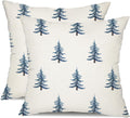 DFXSZ Christmas Pillow Covers 18x18 inch Set of 2 Winter Blue Christmas Tree Decorative White Throw Pillow Covers Winter Famliy Decoration for Home Couch TH-30M18