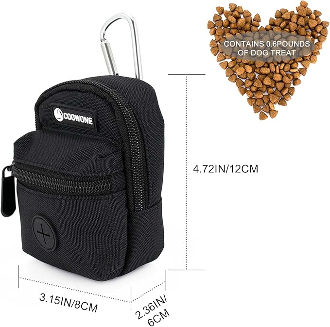 Dog Treat Pouch Dog Poop Bag Holder for Leashes, Pets Snack Container With Inner Small Bag, Puppy Supplies Perfect for Training and Walking - Hands Free Dog Waste Bag Dispenser -Dog Travel Accessories
