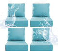 6" Thicker Outdoor Chair Cushion 4 Sets - 24" *24" *6" Waterproof Patio Furniture Cushions with Removable Cover, 28D High Density Sponge Filling Thicken Outdoor Patio Cushions - Turquoise
