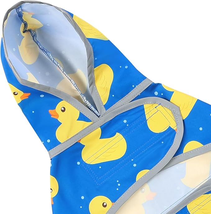 Dog Raincoat for Medium Dogs Waterproof Hooded Rain Jacket with Reflective Strips Leash Hole & Poncho Adjustable Fit (ShinyDuck,M)