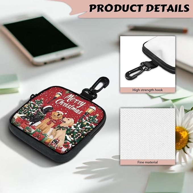 KEIAHUAN Christmas Dogs Hands Free Dog Treat Bags Training Pouch Puppy Training Small Bag with Carabiner Phone Pocket Small Coin Purse Change Pouch