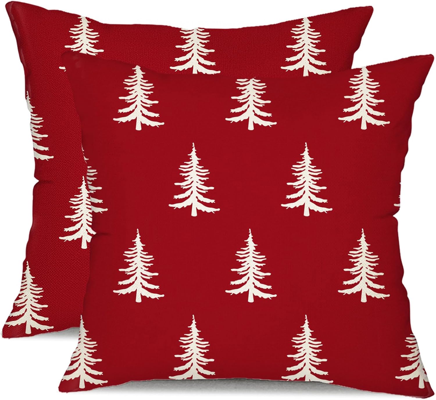 DFXSZ Christmas Pillow Covers 16x16 inch Set of 2 Christmas Tree Decorative Red Throw Pillow Covers Winter Famliy Decoration for Home Couch TH-30K16