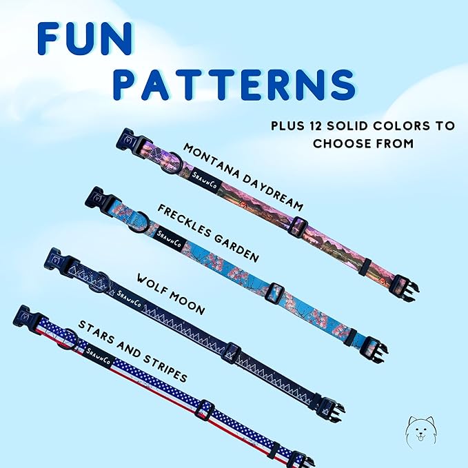 ShawnCo Dream Walk Dog Collar- Premium, Adjustable and Comfortable Pet Collar for Small, Medium, Large and Extra Large Dogs (M, Olive Green)