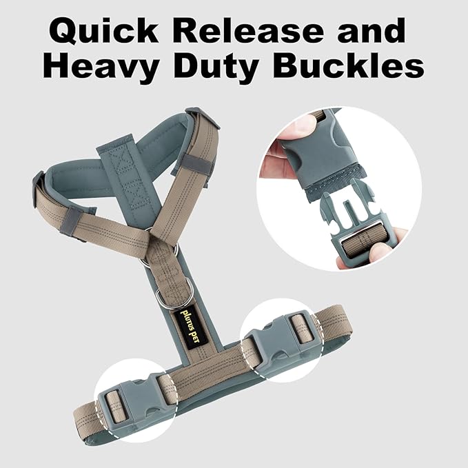 Plutus Pet No Pull Dog Harness, Adjustable Nylon Harness with Soft Padding, Reflective and Heavy Duty Dog Harness for Small, Medium, Large Dogs(Beige, XS)