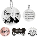 Ultra Joys Stainless Steel Pet ID Tags - Personalized Front and Back Engraving, Customized Dog and Cat Tags, Optional Engraved on Both Sides, Round Mountain on Bottom, Silver Small