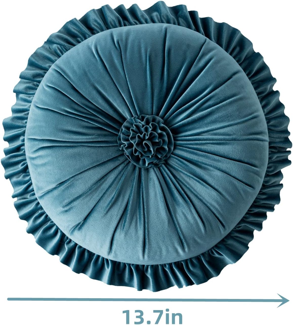 S SSOY Velvet Round Pillow - Ruffle Home Decoration Cushion for Sofa, Chair, Bed, Window, Floor, 13.7in