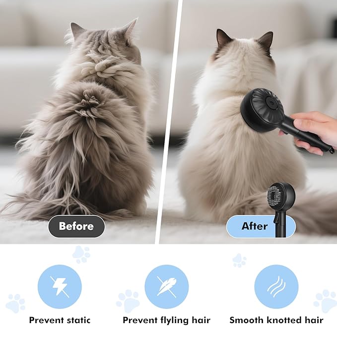 LACOKI Cat Brush, Cat Brushes for Indoor Cats Shedding, Cat Hair Grooming Brush with 2steam Modes for Short and Long Haired Pets Dogs Hair Grooming