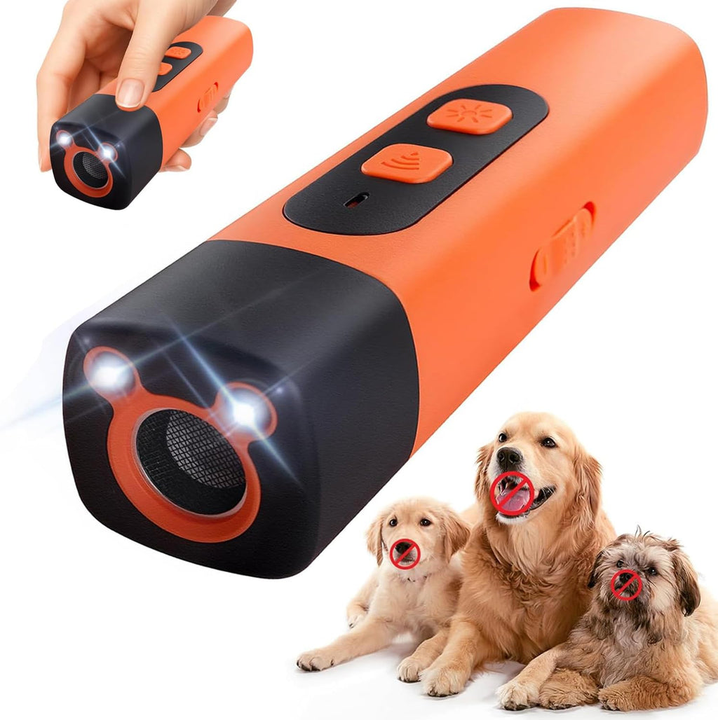 Dog Bark Deterrent Devices, Ultrasonic Anti Barking Device for Dogs, Stopping Own or Neighbor's Dog Barking, Portable Pet Supplies Dog Training Device, Safe and Effective, Orange