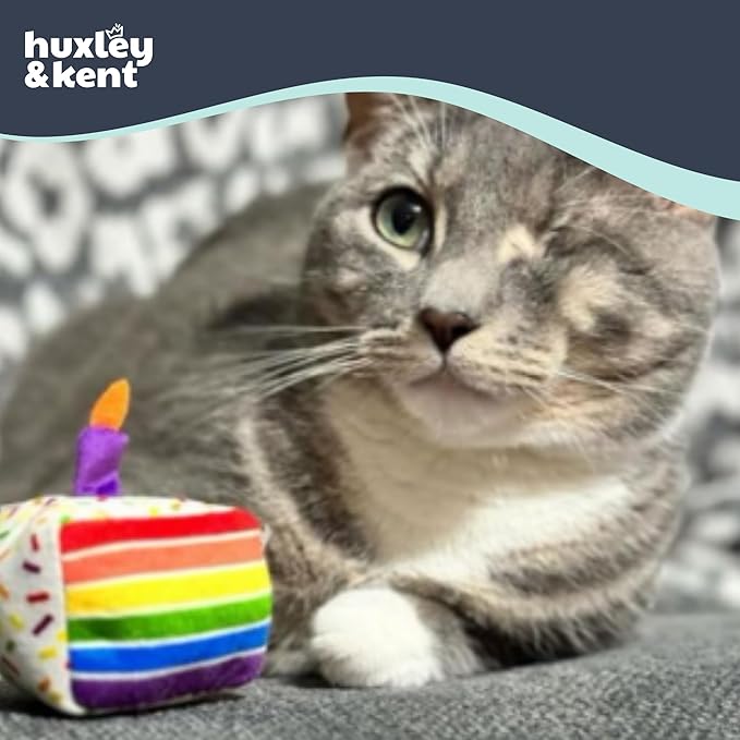 Huxley & Kent Plush Cat Toy - Interactive Catnip Toy for Cats & Kittens - Soft with Crinkle & Catnip - Fun Indoor Play - Funfetti Cake