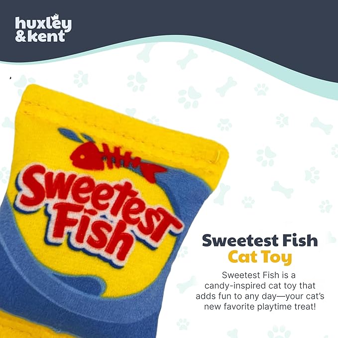 Huxley & Kent Plush Cat Toy - Interactive Catnip Toy for Cats & Kittens - Soft with Crinkle & Catnip - Fun Indoor Play - Sweetest Fish