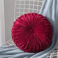 MOCOFO 14" Velvet Pleated Round Pumpkin Throw Pillow Couch Cushion Floor Pillow for Sofa Chair Bed Car Home Decorative