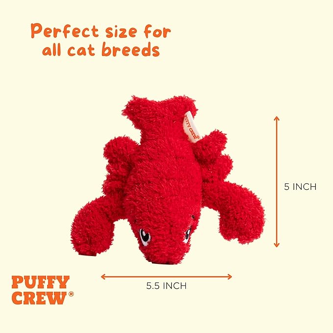 Interactive Catnip Cat Plush Toy, Ocean Theme, 5'', for All Breed Size Cats (Lobster)