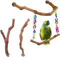 Bird Swing Toys, Standing Bird Perch with Natural Grape Wood, U Shape Hangable Birdcage Accessories, Birds Chewing Toy for Budgerigars, Parakeets, Cockatiels, Conures, Lovebirds, Finches (3Pack)