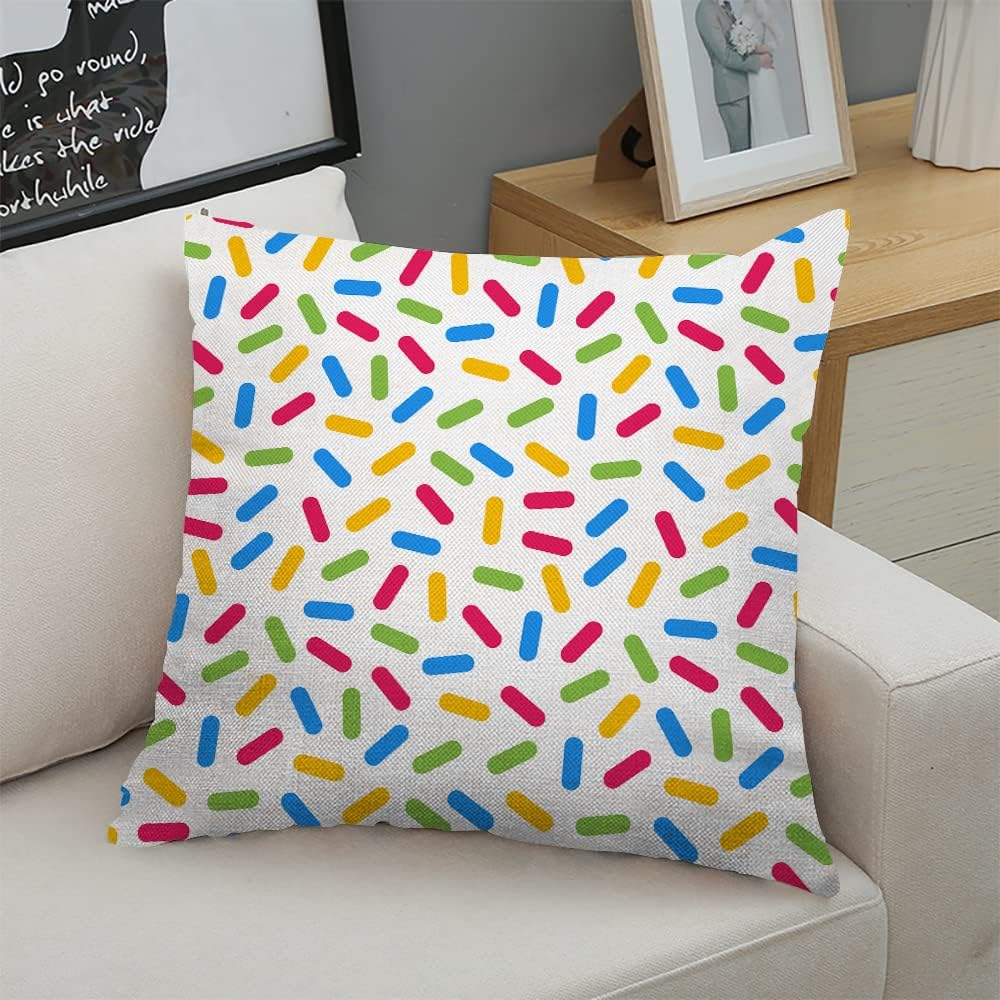 Decorative Square Throw Pillow Covers Colorful Confetti Sprinkles Novelty Couch Sofa Bed Pillow Covers Cushion Cases 18x18 inch