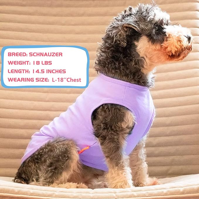 KYEESE 2Pack Dog Shirts Striped T Shirt Soft Tee for Small Dogs Cotton Tank Top Lightweight Sleeveless Vest Dog Clothes, Small,Purple+Striped