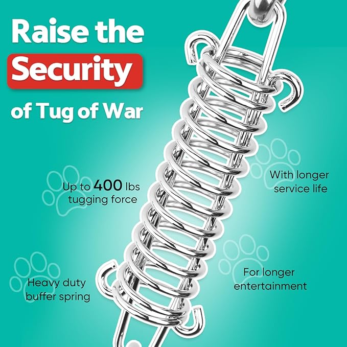 Petbobi Bungee Dog Toy, Outdoor Dog Tug Toy for Pitbull Interactive Exercise, Spring Pole Tug-of-War Toy with Durable Rope, Hanging Toy for Large Dogs to Reduce Boredom, Red