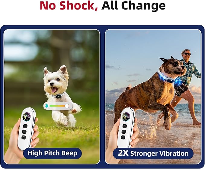 2025 Upgraded Ultra-Small Shock Collar, Ultra-Light & Thin Shock Collar for Small Dogs 5-15lbs, Ultra-Modern Design, 3 Training Modes-Beep, Vibration and Shock with Safety Lock, IPX7 Waterproof, Beige