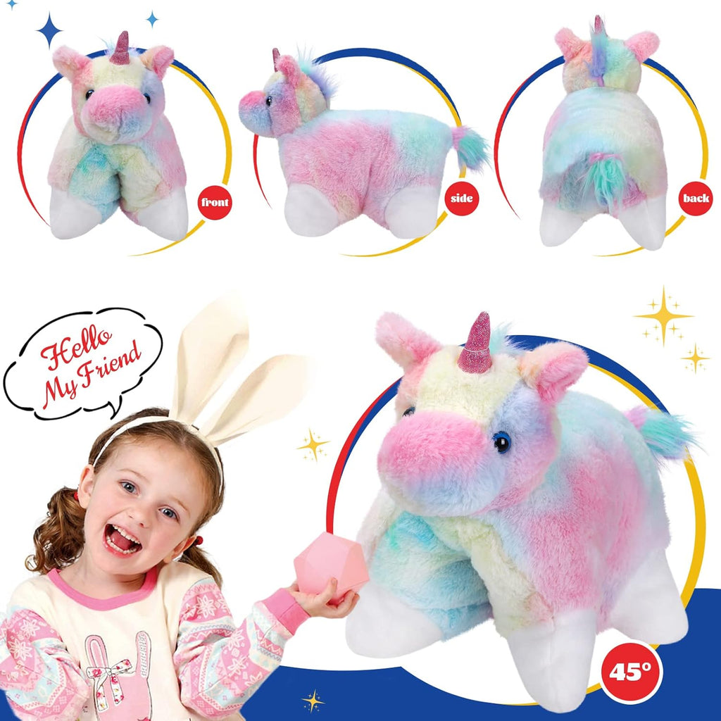Glow Guards 16" Rainbow Unicorn Stuffed Animal Cute Soft Lovely Colorful Plush Toy Pillow Bedtime Sofa Decors Birthday Christmas Children's Day Gifts for Toddlers Kids
