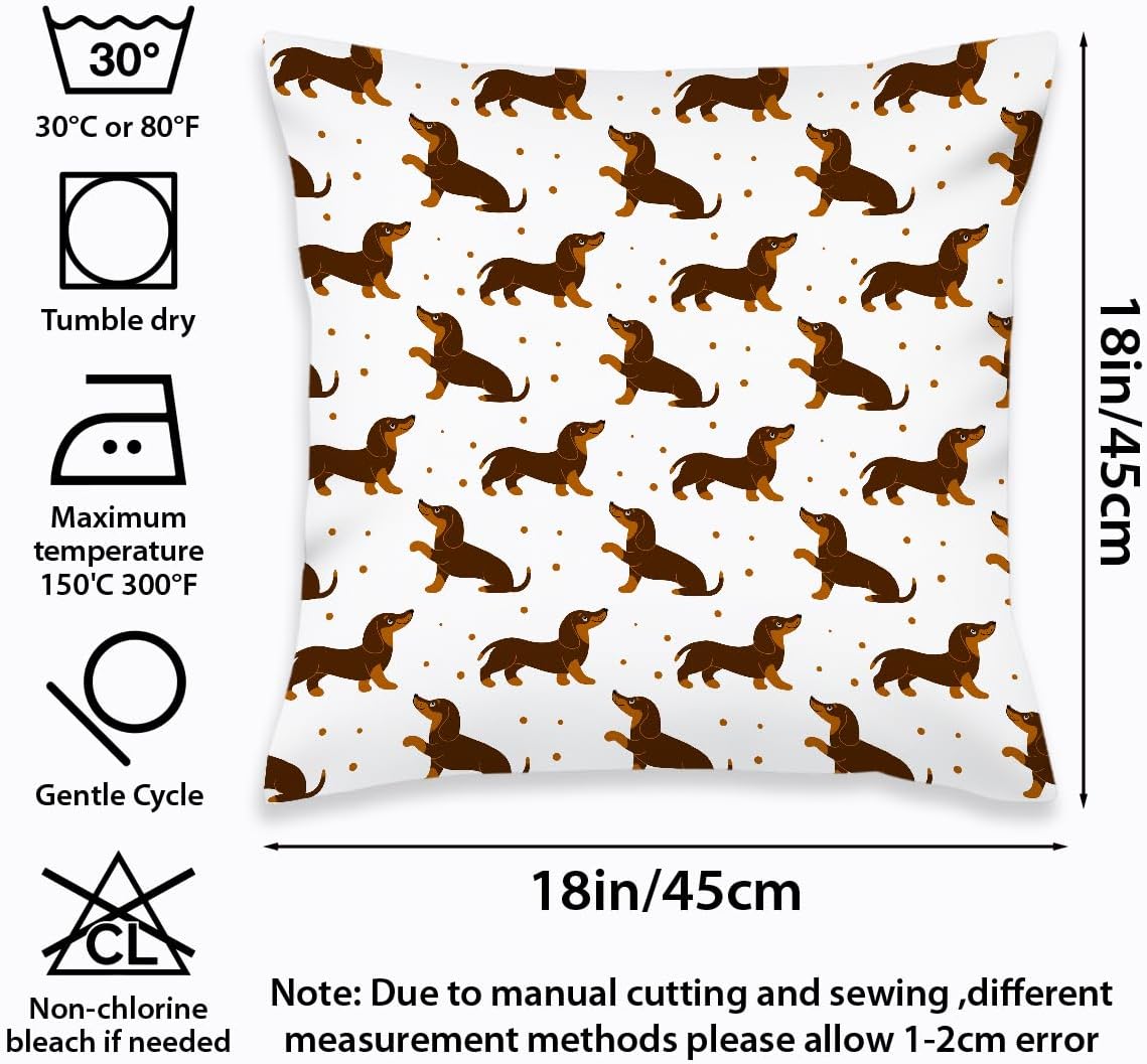 2 Pcs Cute Pet Animal Dachshund Dog Pattern Throw Pillow, Covers Linen Cushion Cover Cases Pillowcases Car Sofa Home Decor for Women Friend Sister Coworker Birthday Christmas